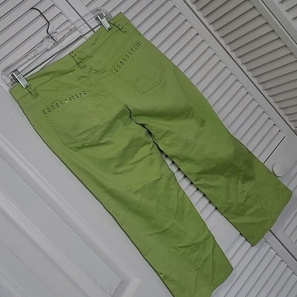 Destiny Jeans sz 11/12 chartreuse green sequined cropped jeans - Picture 3 of 10